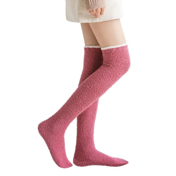 Over Knee Socks Høje Fuzzy Socks BLÅ Blue