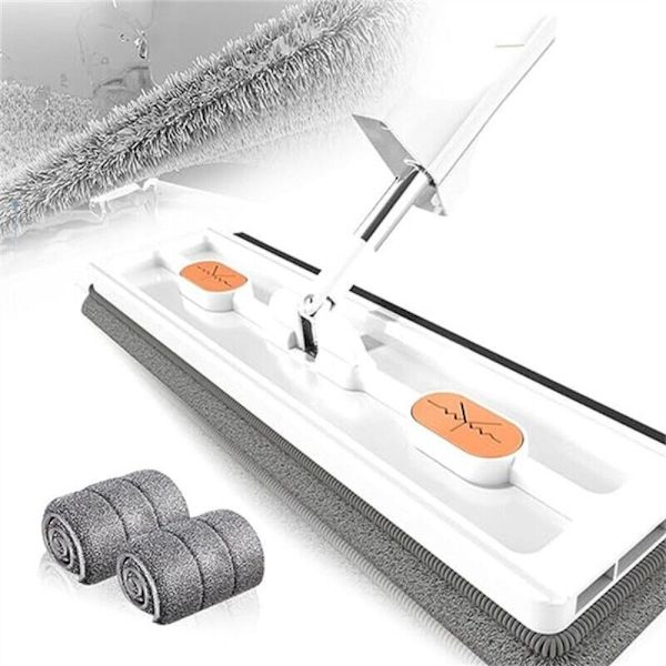 Stor platt mopp 360° mikrofiber roterande moppar VIT White