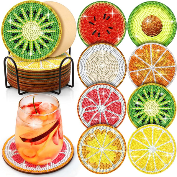 8 kpl Fruit Diamond Tee-se-itse-maalausalustat Diamond Art Kits