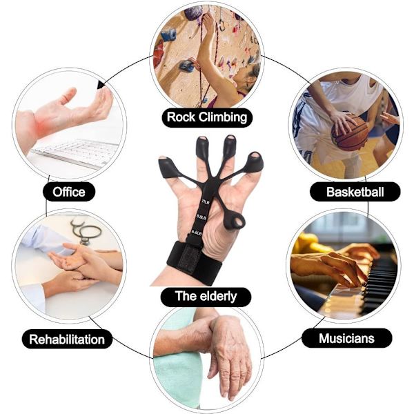 Finger Gripper Finger Strengthener 6,6-8,8-11LB GRÅ 6.6-8.8-11LB Grey
