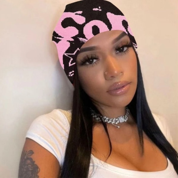 Stickad mössa Beanie Bonnet SVART black