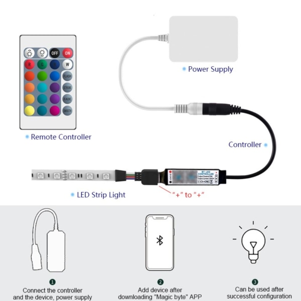 RGB Bluetooth Controller Musik LED Light Strip Controller Light