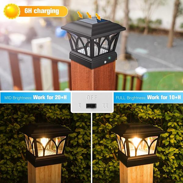 Solar Column Head Lamp Vägg Head Lamp VIT LJUS VIT LJUS white light