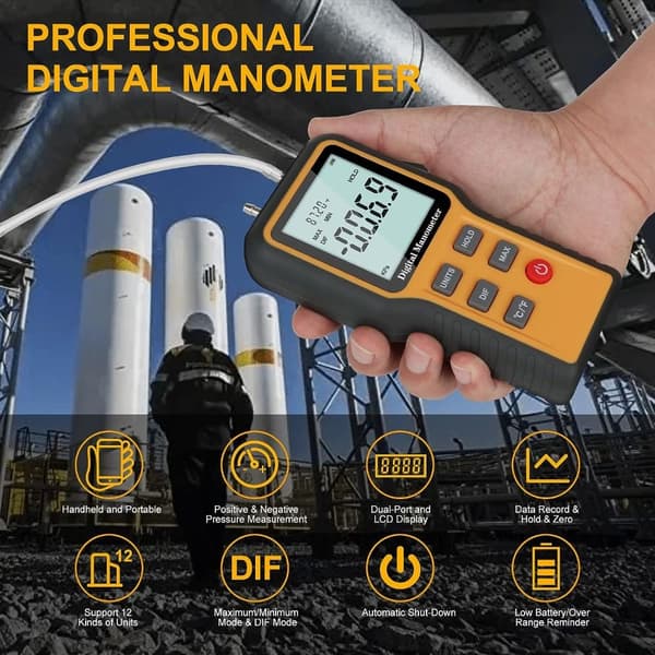 Manometer Professionell Lufttrycksmätare Digital Manometer