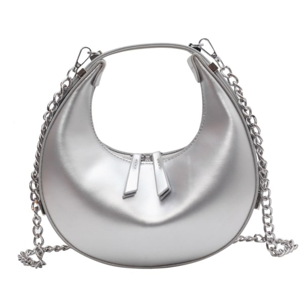 Läderhandväska Half Moon Väskor VIT White