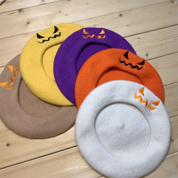 Halloween Gresskar Beret Cap Franske hatter BEIGE KIDS BARN beige kids-kids