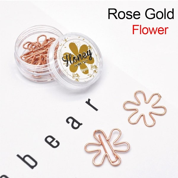 8st Gem Pärm Filklämmor ROSE GULD BLOMMA BLOMMA Rose Gold Flower-Flower