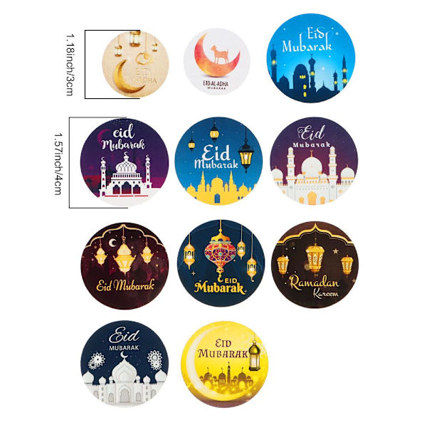 Eid Mubarak Sticker Gaveæsker Forseglings Etiket 11