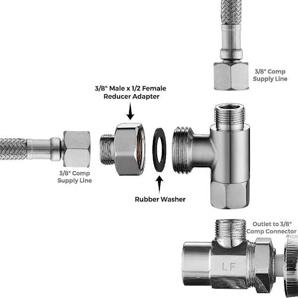 4 kpl 1/2–3/8 vesijohdon sovitin Vesiletkun sovitinputki 4 pcs