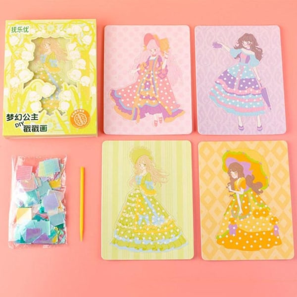 Dress-up Poking Painting Ritning Dress-up Stickers Book random color