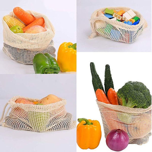 2kpl Hedelmäkauppalaukut Mesh säilytyspussi XL XL