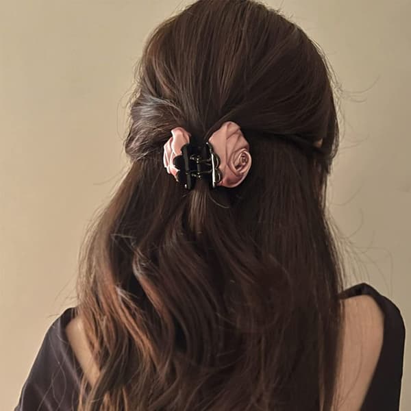 Hårklämmor Rose Blommig BRUNT brown