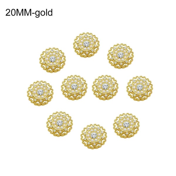 10 Stk Love Heart Rhinestone Knapper Skjorte Knapper GULD 20MM gold 20MM