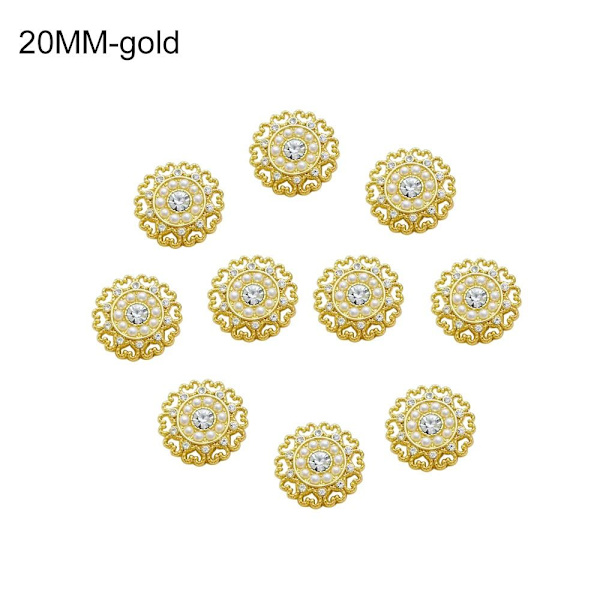 10st Love Heart Rhinestone Buttons Skjorta Knappar GULD 20MM gold 20MM