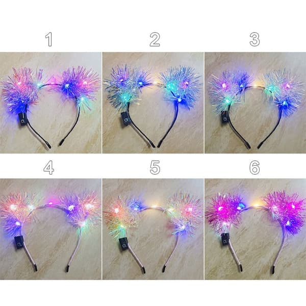 LED-farget kranskronehodebånd 3 3 3