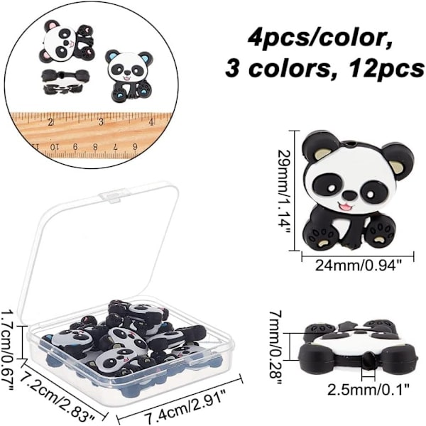 12st Panda silikonpärlor tecknade djurpärlor