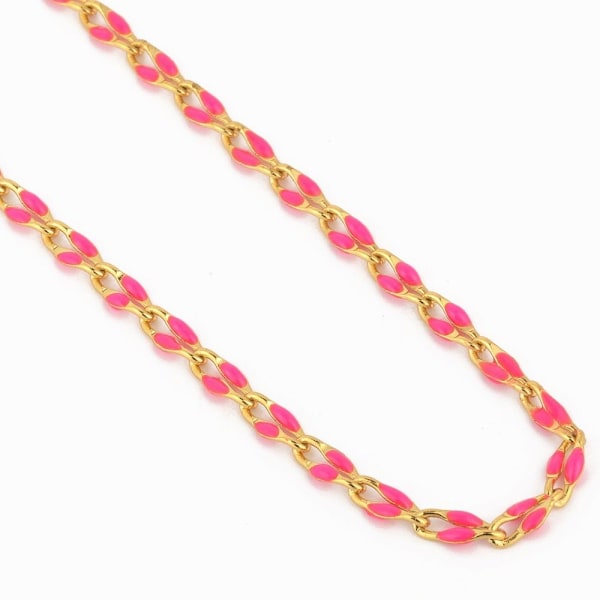 Emalje Kabelkjede Emalje Rolo Kjede ROSA Pink