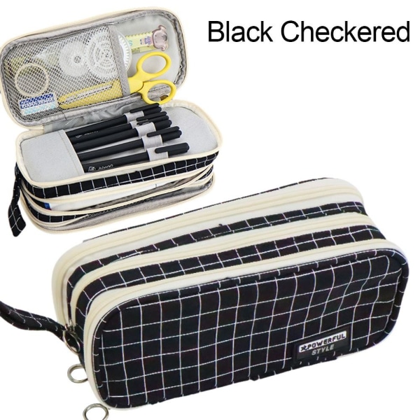 Skrivesaker Oppbevaringspose Skrivesaker Organizer SVART RULET Black Checkered