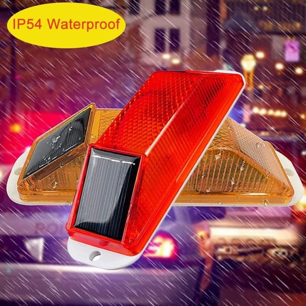 4 Pack Solar Strobe Advarselslampe LED Advarselslampe Super lys