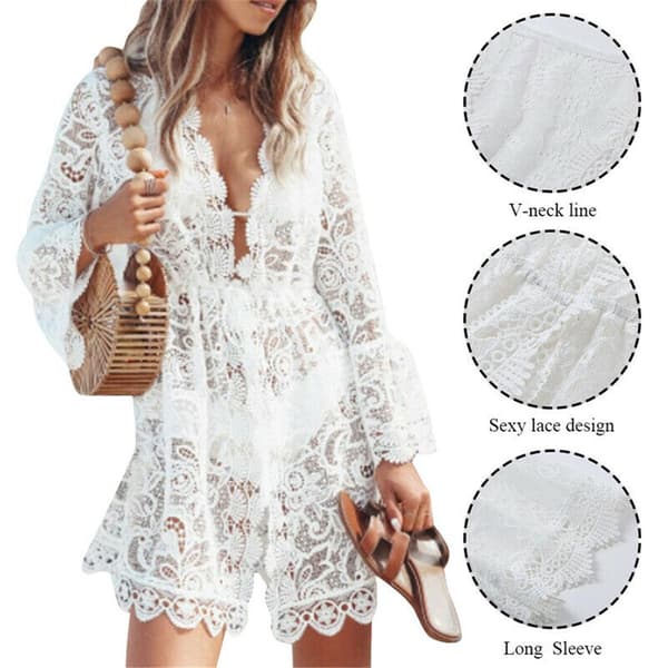 Dam Beach Bikini Cover Up Sarong Klänning Badkläder L