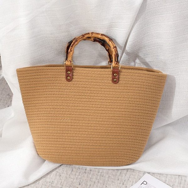 Handväska Vävd Väska KHAKI khaki
