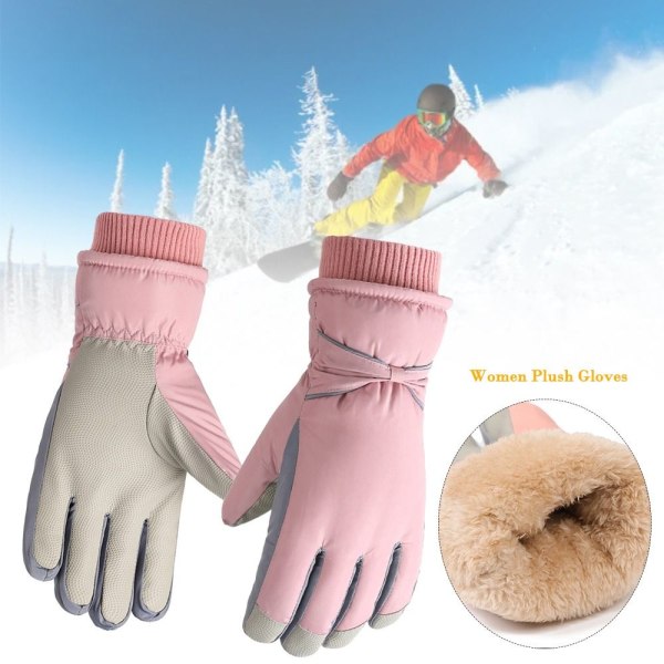 Dame Plysjhansker Snowboard Skihansker MØRK ROSA dark pink