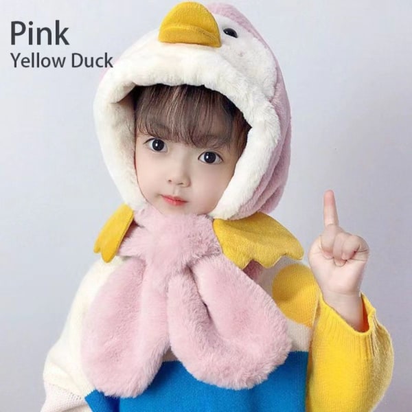 Babyhue Med Tørklæde Tørklæder Øre Halshætter PINK GUL AND pink Yellow Duck-Yellow Duck