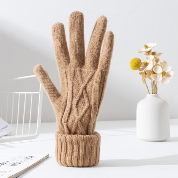 1Par Stickade Handskar Touch Screen Handskar KHAKI Khaki