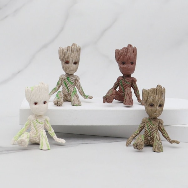 2 st Grote blomkruka Little Tree Man Miniatyr Fairy Garden white