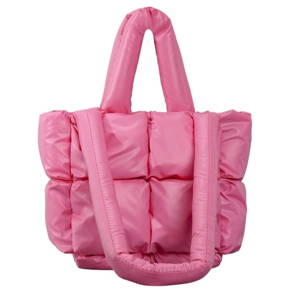 Pehmuste Tote Bag Puffer tikattu olkalaukku PINK Pink