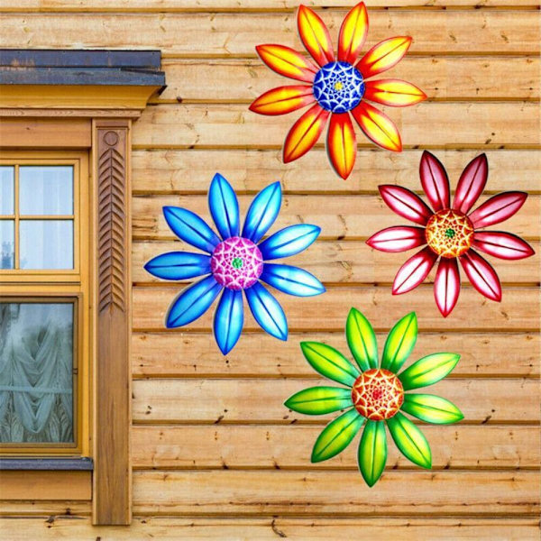 Staket prydnad metall blomma BLÅ blue