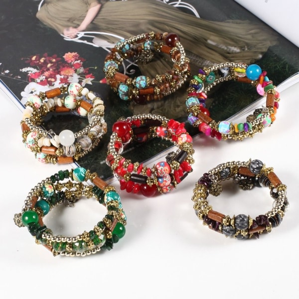 Bohemian Armbånd Flerlags Armbånd HVID White
