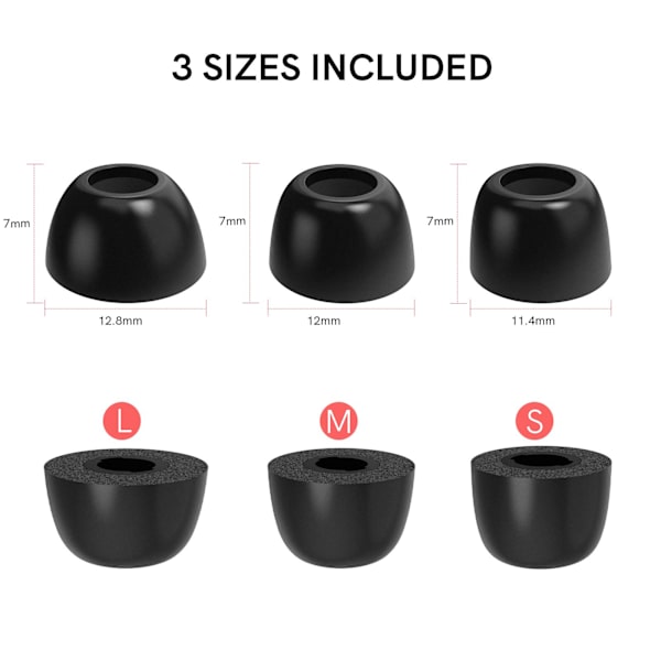 6 par erstatningstips til Sam sung Ga laxy Buds Pro black 6Piars(SML)
