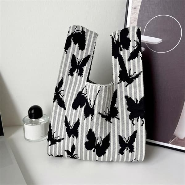Strikket Håndtaske Håndledstaske SORT black