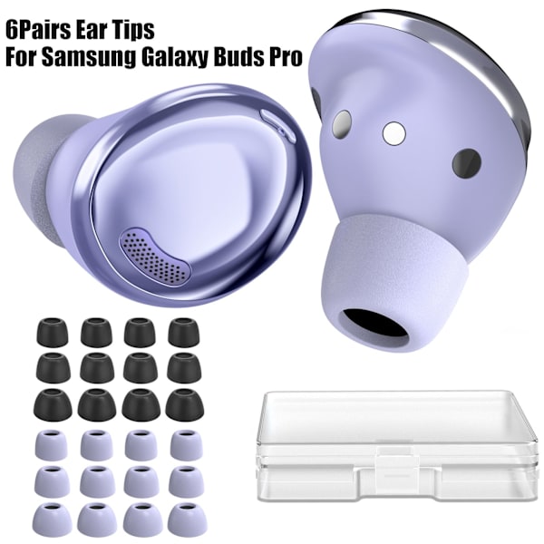 6 par erstatningstips til Sam sung Ga laxy Buds Pro black 6Piars(SML)