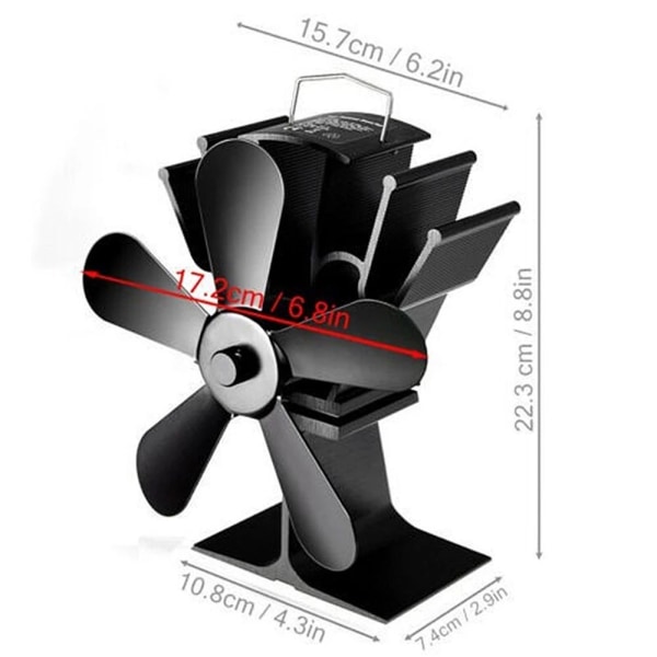 Vedspis Fläkt Öppen spis Fläkt 5-blad svart