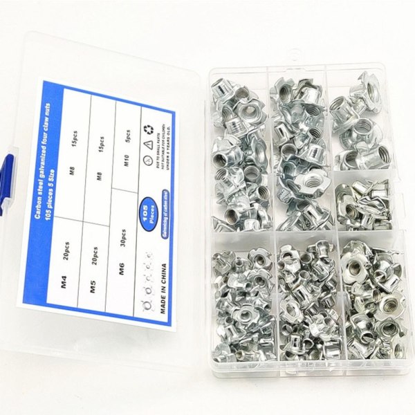 FEBA3D08 T-Nuts Sortiment Kit Tee Nuts 4-pinnede nøtter