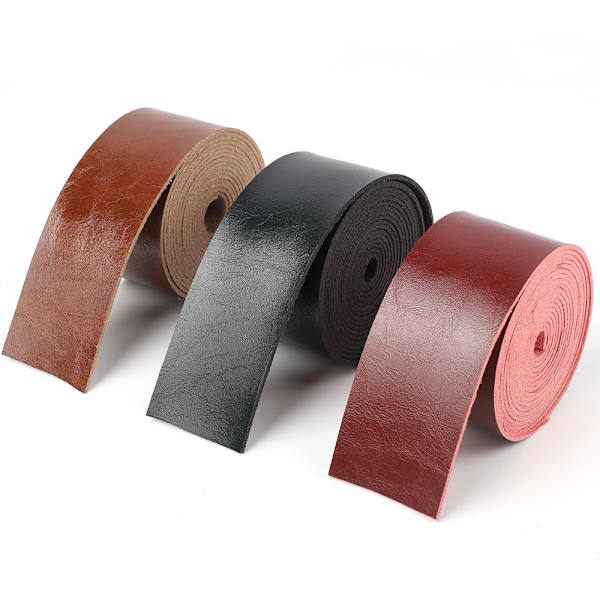 Læderrem Blank Overflade Læder Strip SORT 3,75CM black 3.75cm