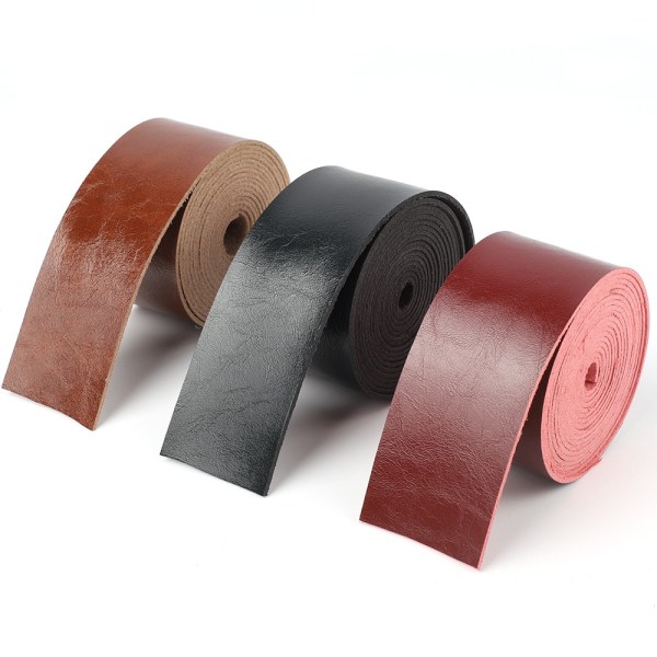 Læderrem Blank Overflade Læder Strip SORT 5CM black 5cm