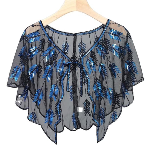Kvinder Sjal Aftenbal Cape SORT&BLÅ black&blue