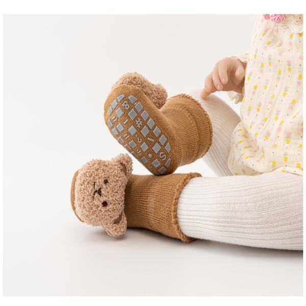 Talvisukat pehmeät puuvillaiset karhusukat Khaki-M(1-3Y)
