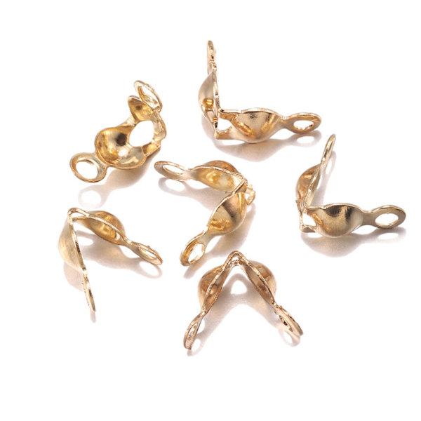 600st Kontaktdon Spänne Fitting Crimps Beads Connector GULD Gold