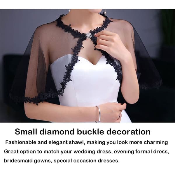 Bride Shawl Evening Prom Cape HVIT white