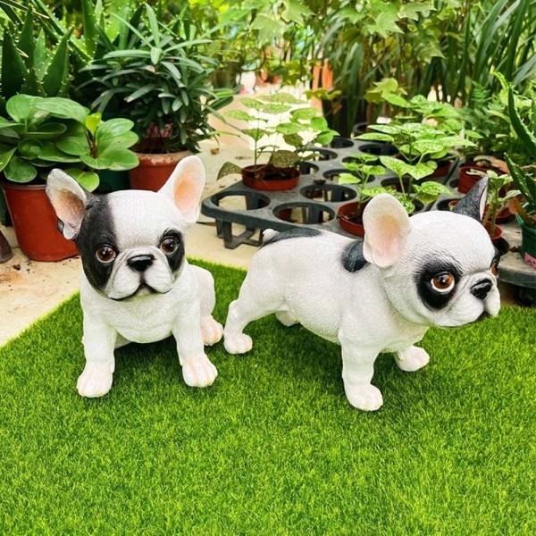 Bulldog Statue Hage Bulldog Ornamenter SITTE SITTE Sitting
