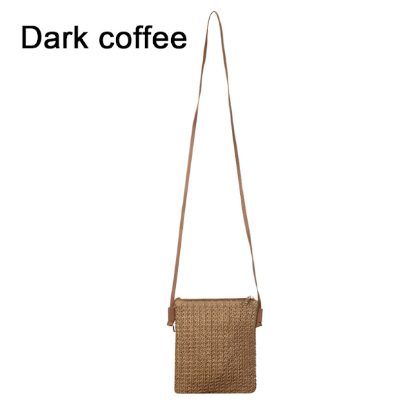 Halmväska vävd axelväska MÖRK KAFFE dark coffee