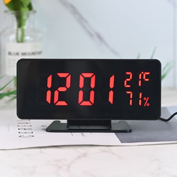 Spegel Digital Väckarklocka LED Display Digital Väckarklocka VIT White