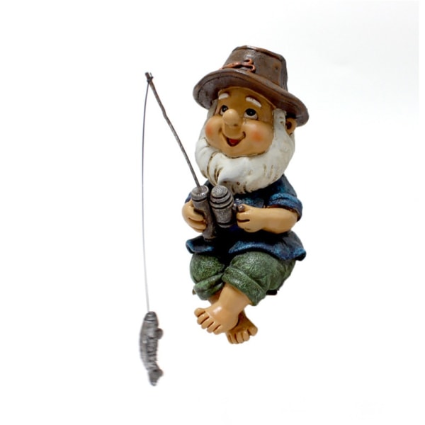 Gnome staty fiske dvärg staty utomhus dekoration