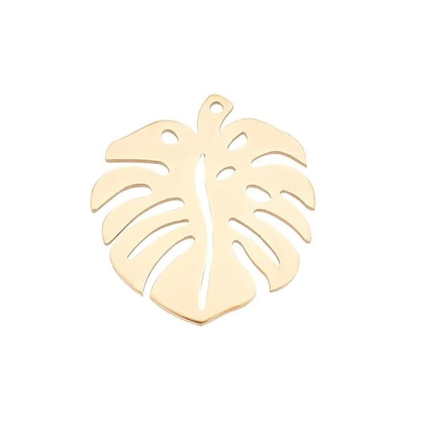 Blad Charms Rustfritt Stål blad GULL GULL gold