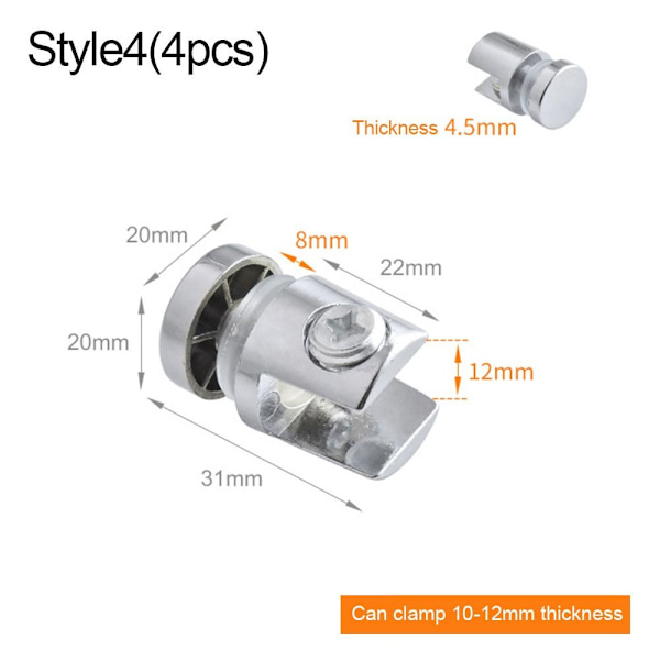 4 stk glasklemme glasbelagte beslag STYLE 4 STYLE 4 Style 4