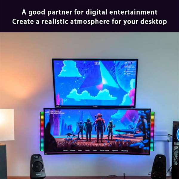 RGB Nattlampe Music Rhythm Light SORT 32LED MED APP 32LED Black 32Led with app-32Led with app